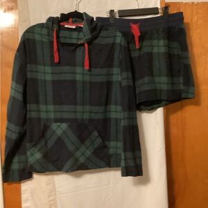 L.L. Bean shorts cozy ,sleep over pajama set with night shirt with hoodie L/XL